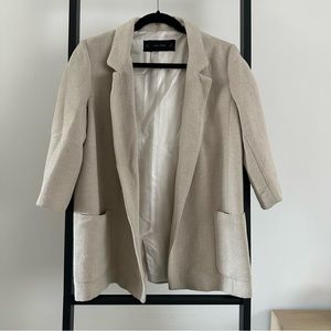 ZARA NATURAL WOOL BLAZER WITH 3/4 SLEEVE